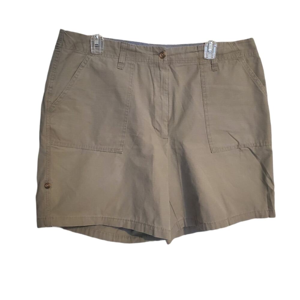 EDDIE BAUER Women's Khaki cargo style shorts Adjustable length sz. 16